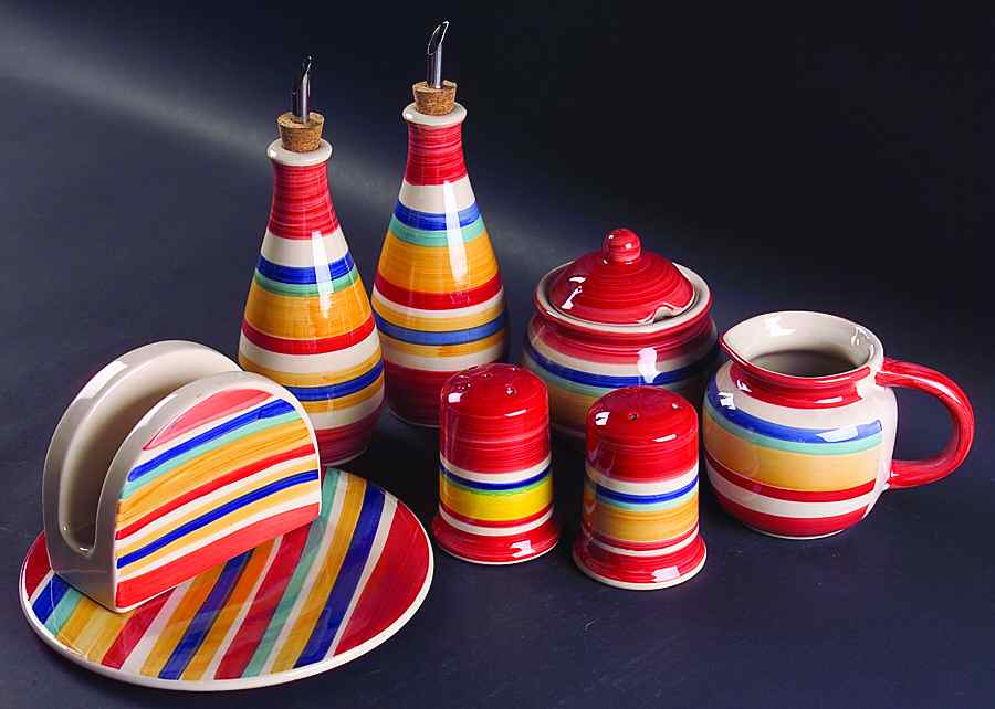 Water Color Red (Round) 9 Piece Spice Set by Tabletops Unlimited-1