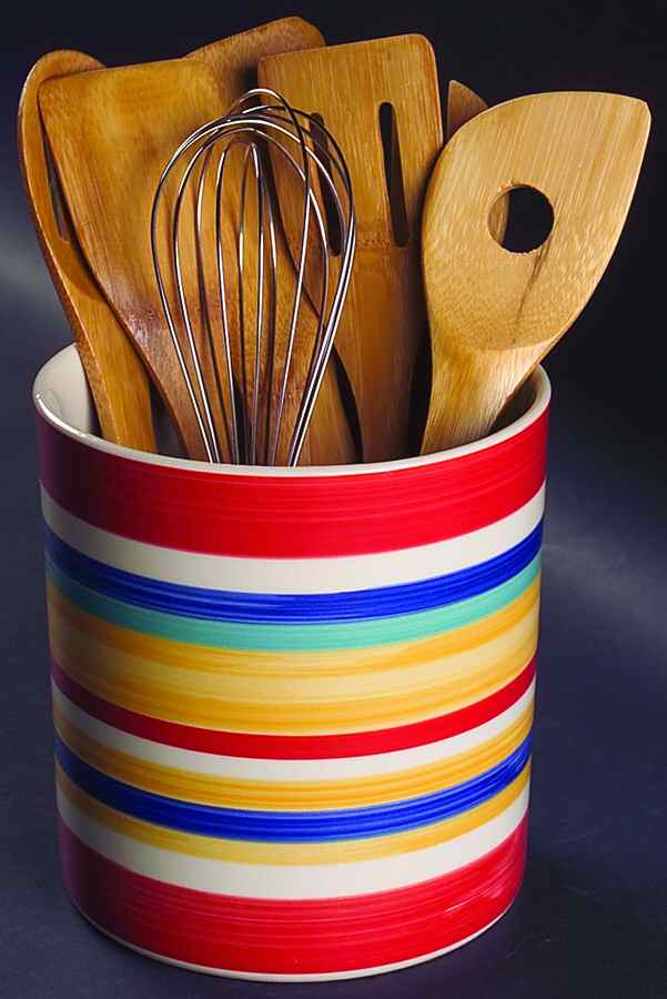 Water Color Red (Round) Utensil Set (Holder & Utensils) by Tabletops Unlimited-1