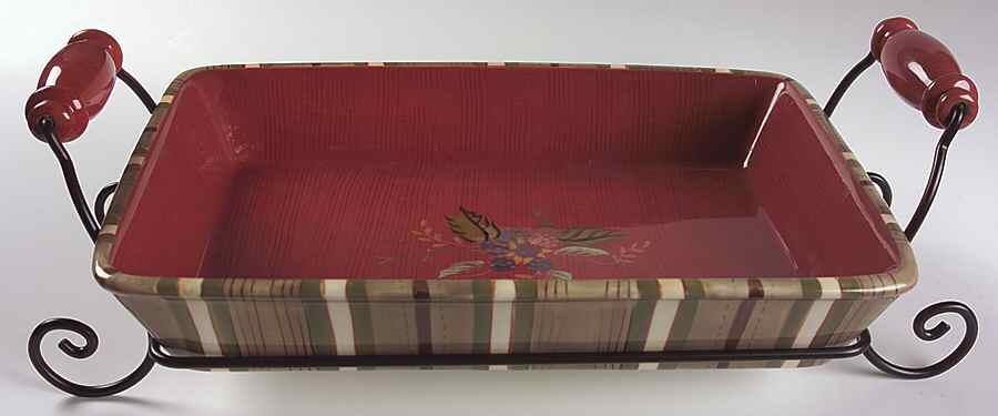 Octavia Hill Garden 13" Rectangular Baker with Metal Stand by Tracy Porter-1