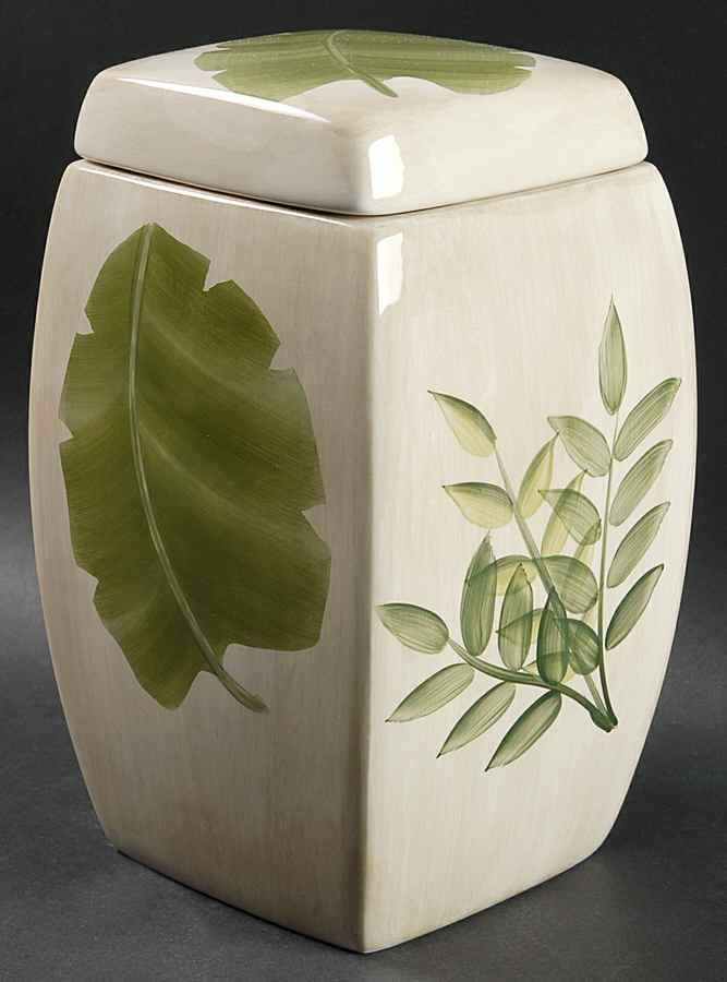 Tropical Leaves Extra Large Canister & Lid by Tabletops Unlimited-1