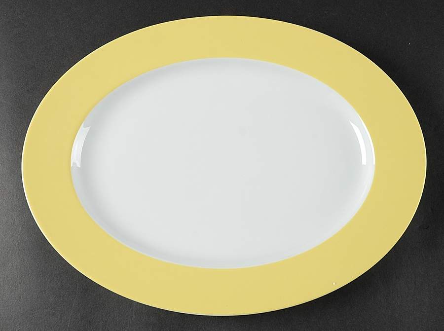 Sunny Day Pastel Yellow 12" Oval Serving Platter by Thomas-1