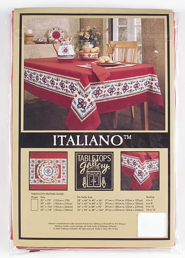 Italiano 60" x 84" Rectangular Tablecloth by Tabletops Unlimited-1