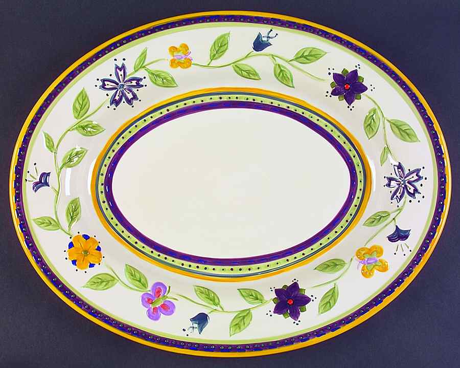 Holland Flower 18" Oval Serving Platter by Tabletops Unlimited-1