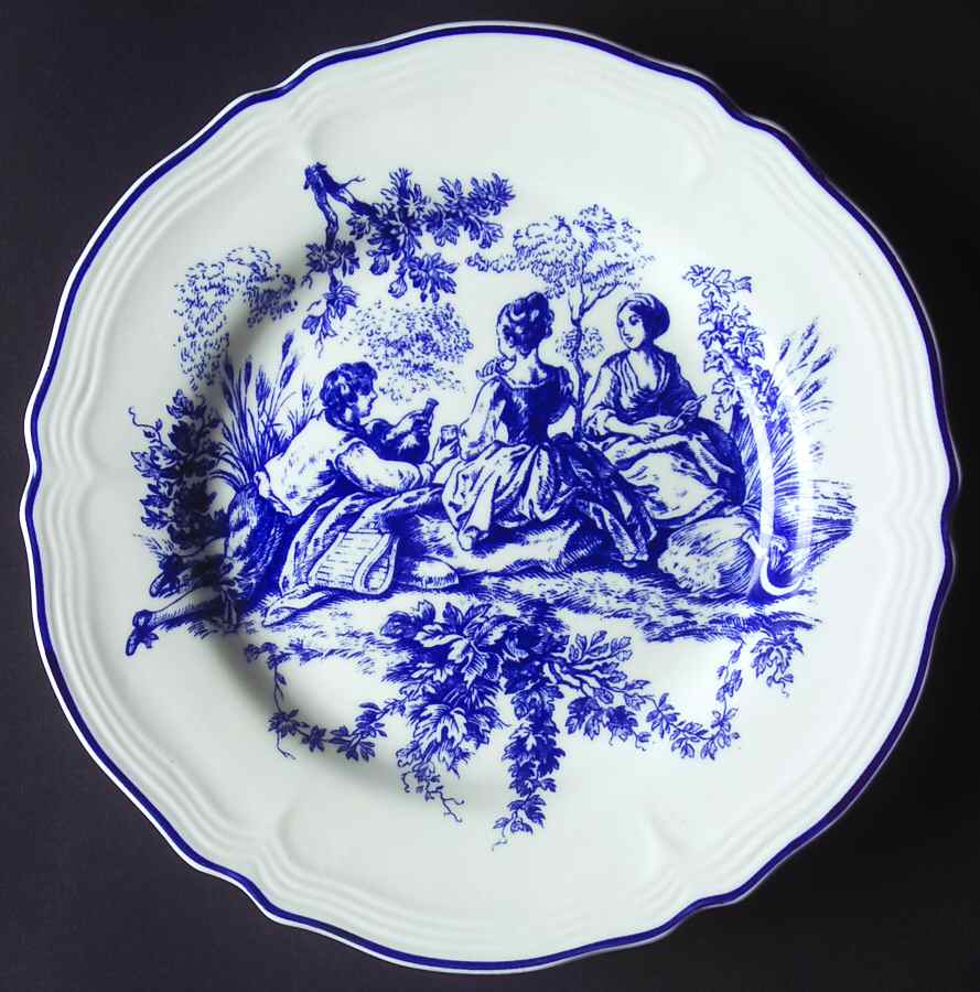 New England Toile Blue Salad Plate by Tabletops Unlimited-1
