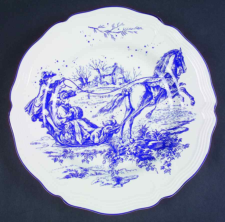 New England Toile Blue Dinner Plate by Tabletops Unlimited-1