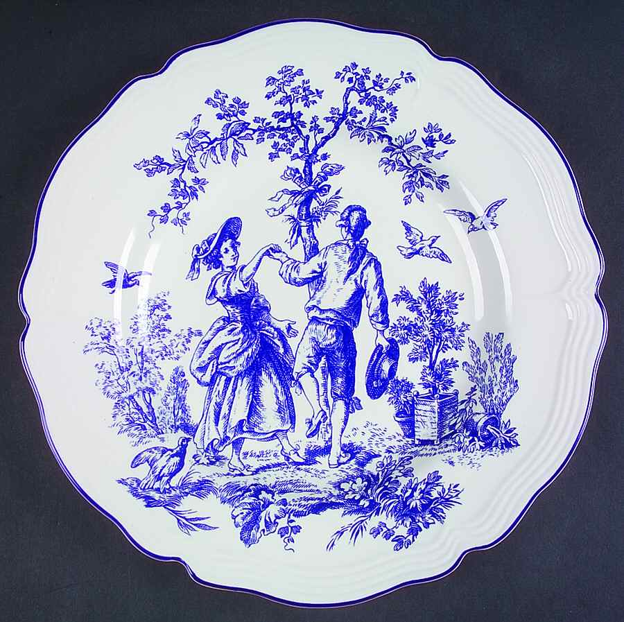 New England Toile Blue Dinner Plate by Tabletops Unlimited-1