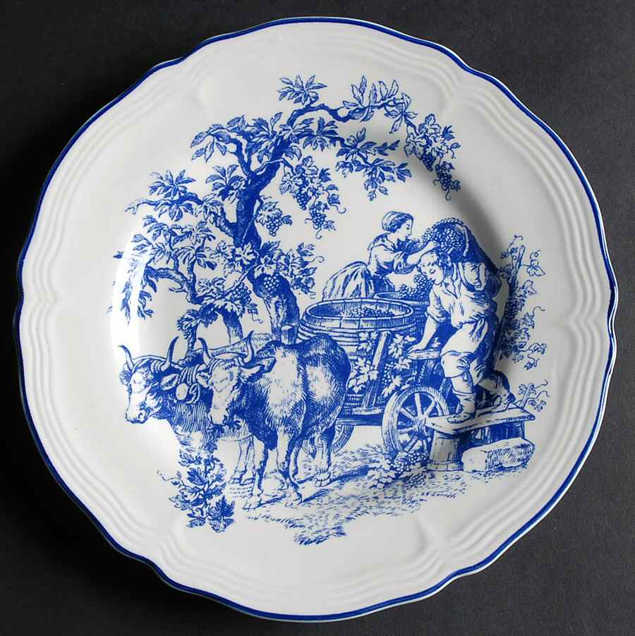 New England Toile Blue Salad Plate by Tabletops Unlimited-1