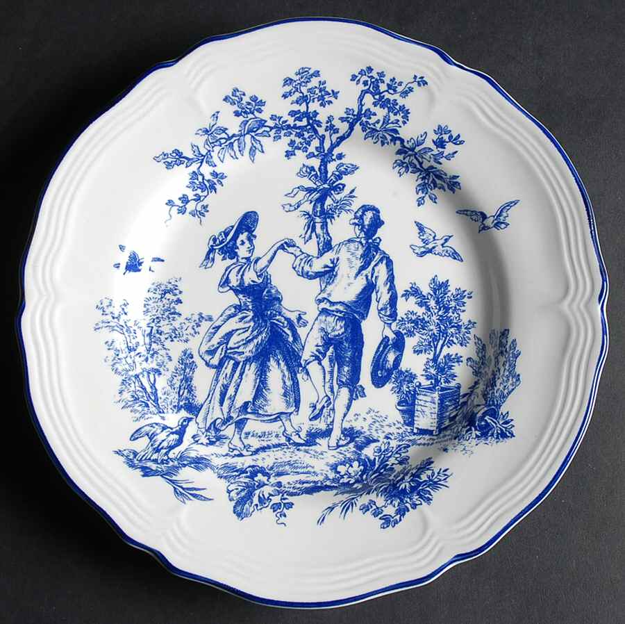 New England Toile Blue Salad Plate by Tabletops Unlimited-1
