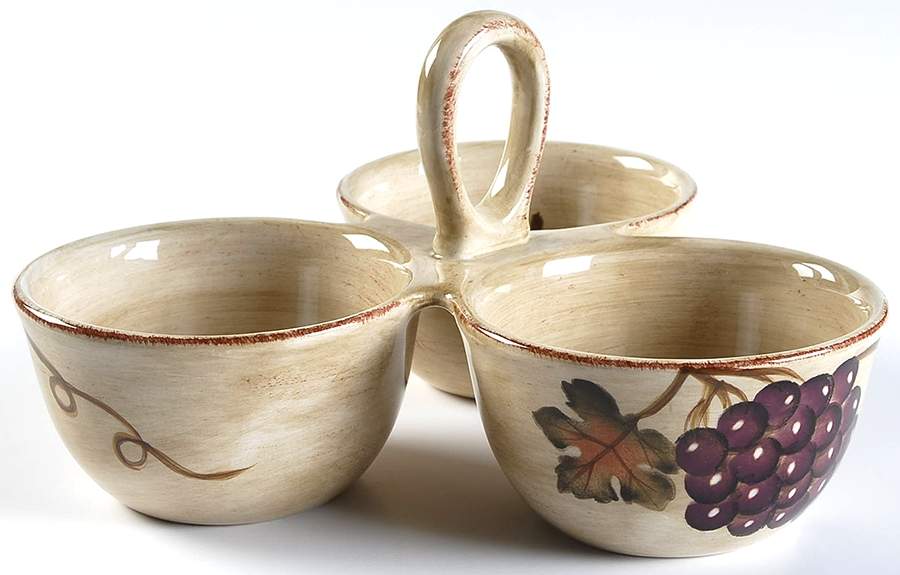 Vineyard 3-Part Relish with Center Ceramic Handle by Tabletops Unlimited-1