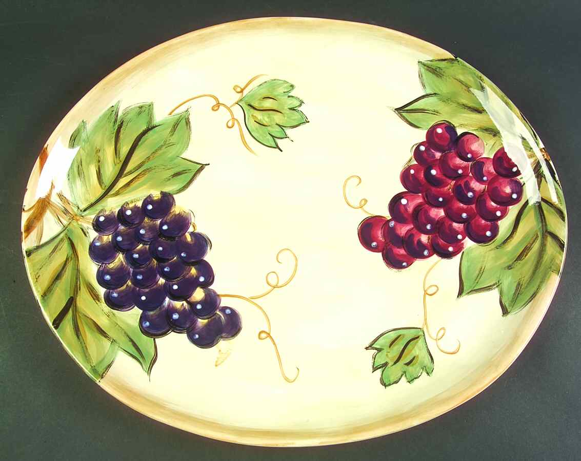 Napa (No Words, Grapes) 16" Oval Serving Platter by Tabletops Unlimited-1