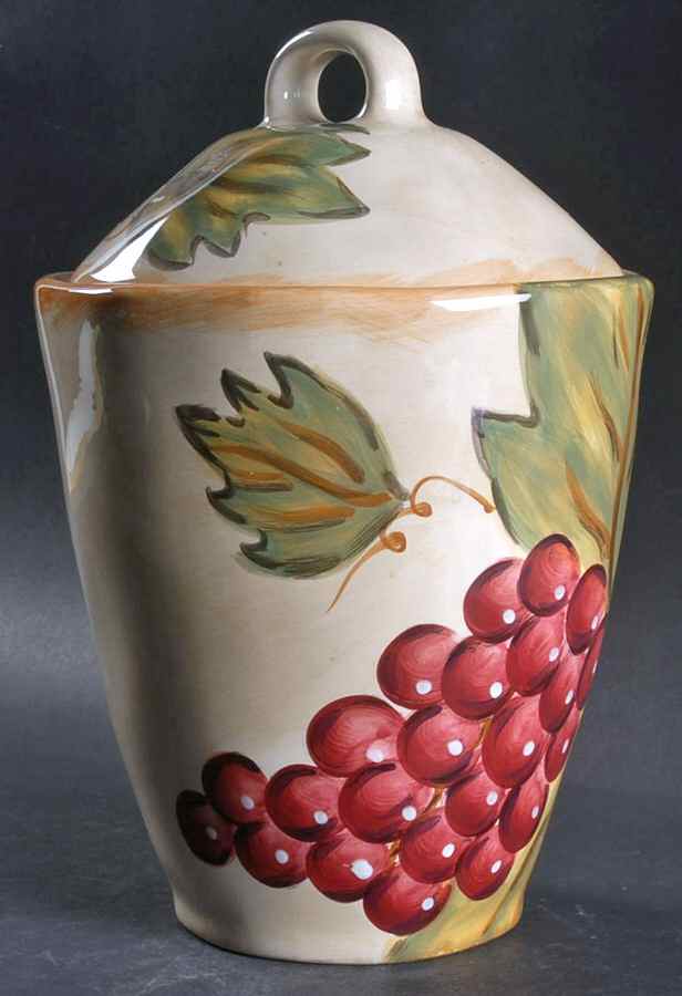 Napa (No Words, Grapes) 7" Storage Jar & Lid by Tabletops Unlimited-1