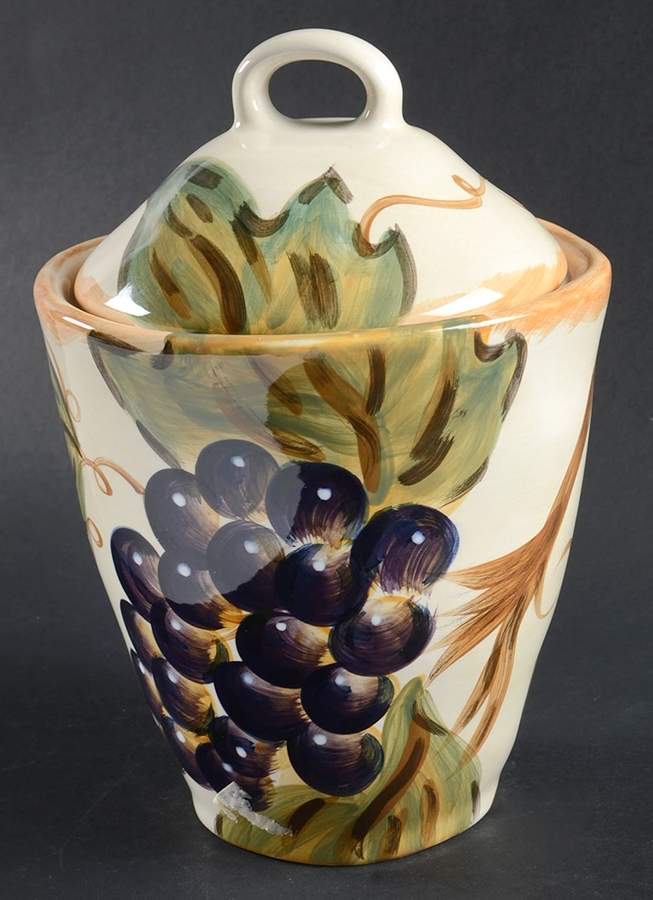 Napa (No Words, Grapes) 6" Storage Jar & Lid by Tabletops Unlimited-1