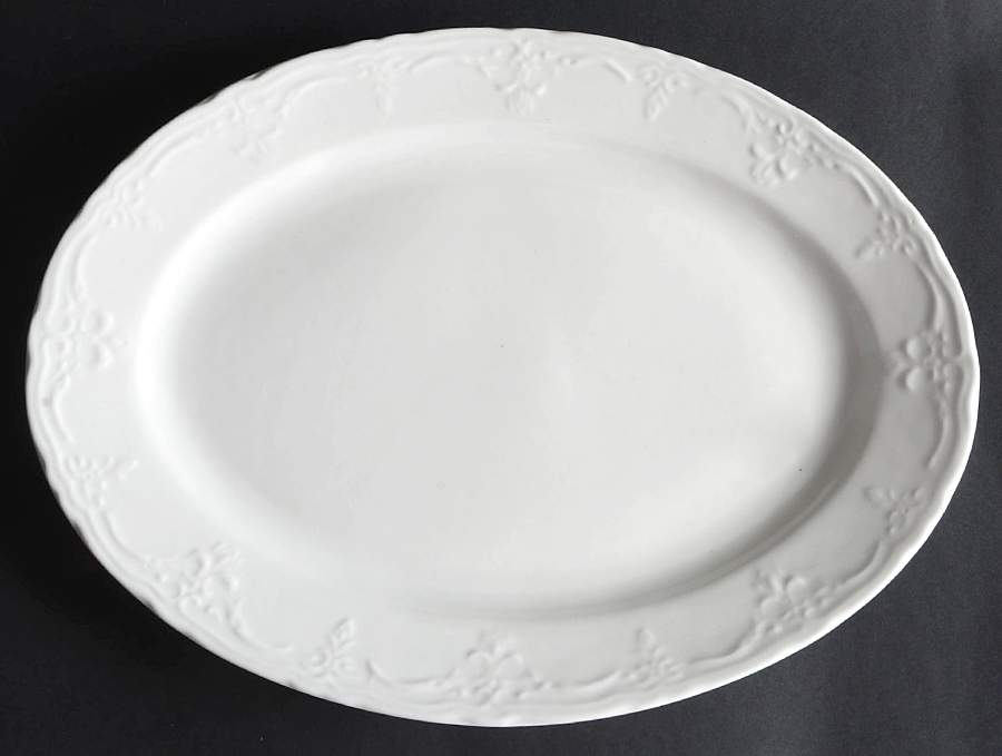 Versailles White 14" Oval Serving Platter by Tabletops Unlimited-1