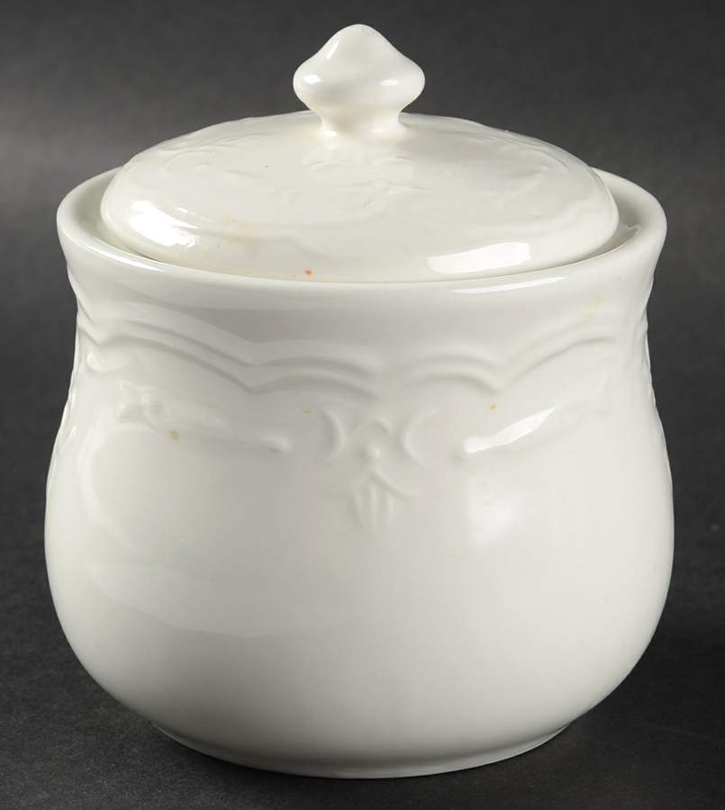 Versailles White Sugar Bowl & Lid by Tabletops Unlimited-1