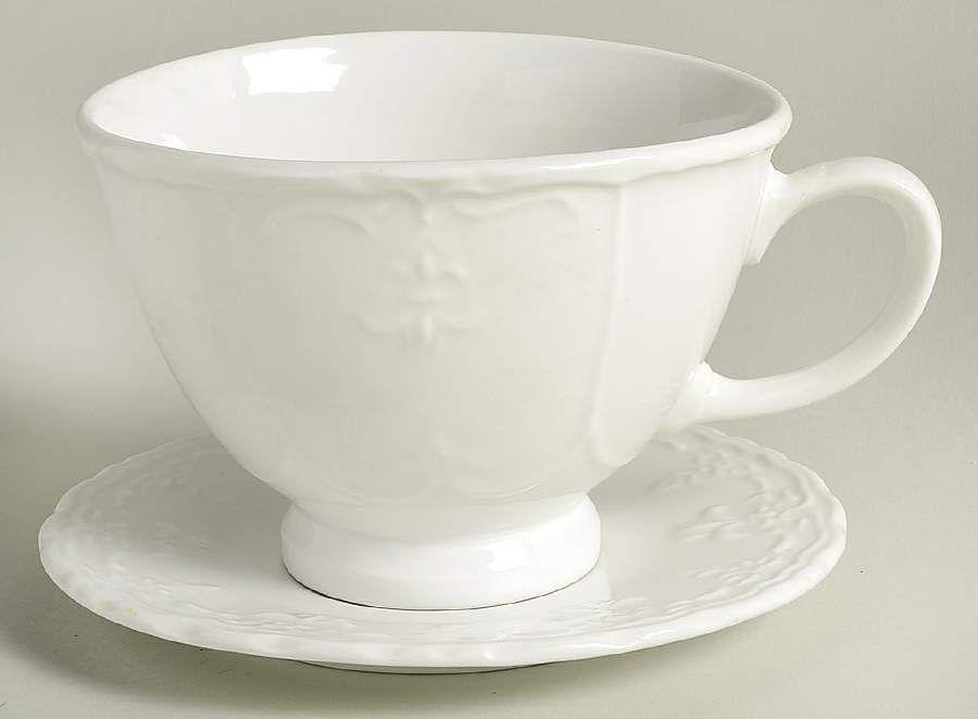 Versailles White Breakfast Cup & Saucer Set by Tabletops Unlimited-1