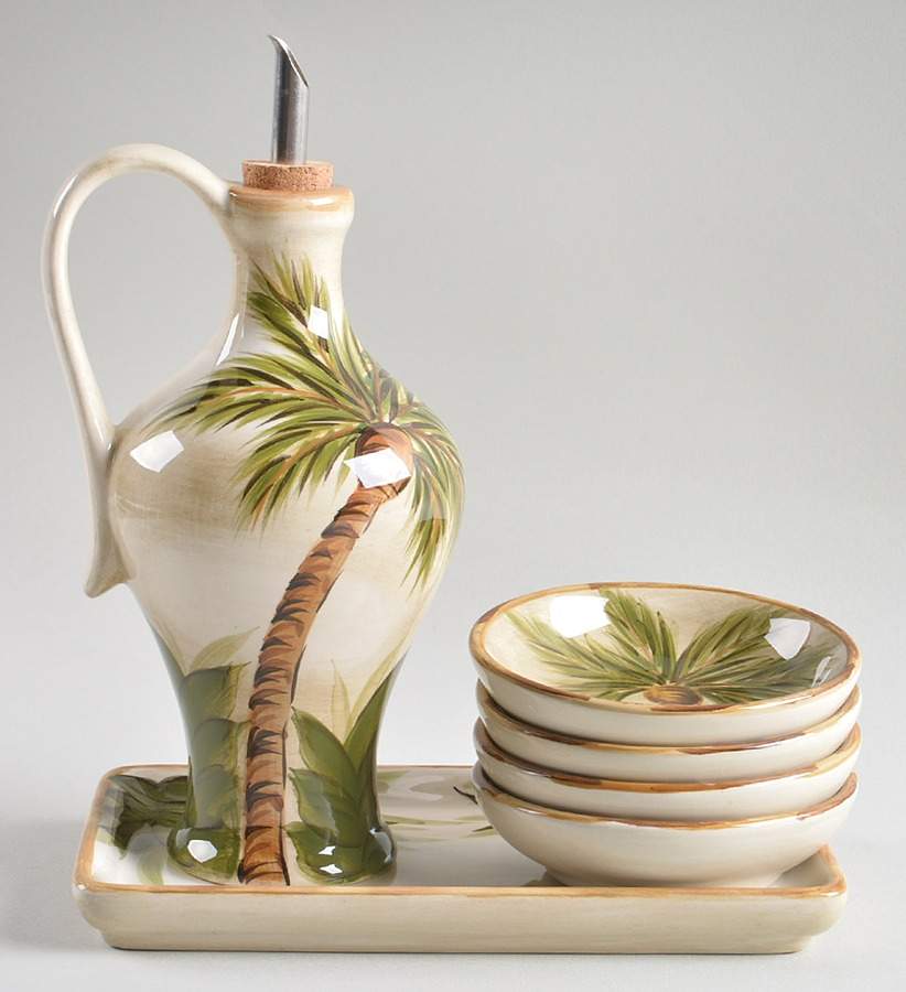 Kona Oil Jar/Drizzler with 4 Dipping Bowls & Tray by Tabletops Unlimited-1