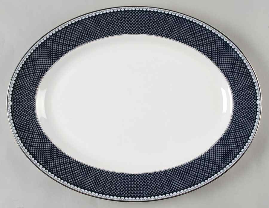 Marielle Indigo 15" Oval Serving Platter by Thomas O'Brien-1