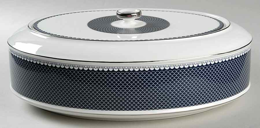 Marielle Indigo 4 Qt Oval Covered Casserole by Thomas O'Brien-1