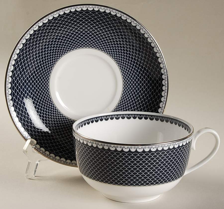 Marielle Indigo Flat Cup & Saucer Set by Thomas O'Brien-1