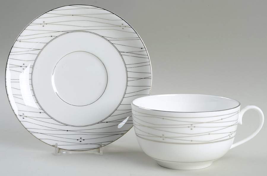 Tilden Lace Platinum Flat Cup & Saucer Set by Thomas O'Brien-1