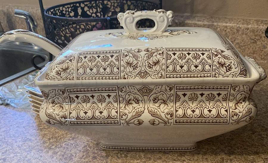 Panel Brown Tureen & Lid w/Ladle by Thomas Booth-1
