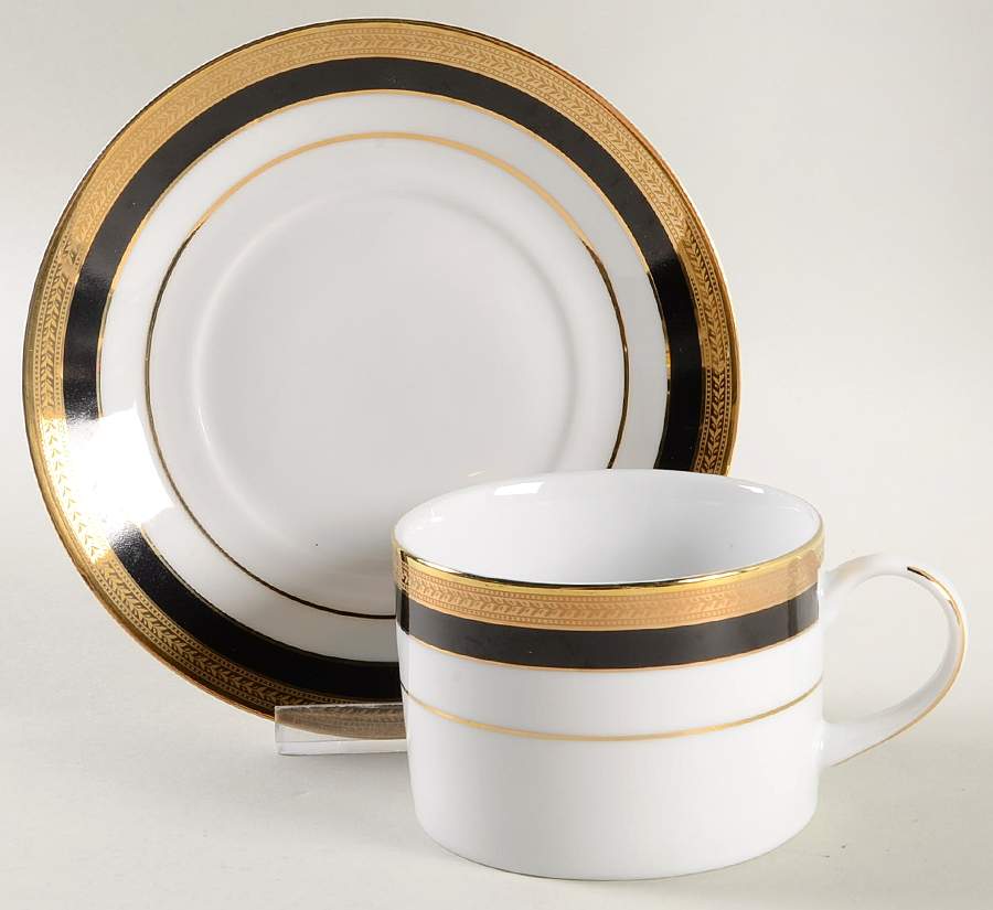 Sahara Black Flat Cup & Saucer Set by Ten Strawberry Street-1