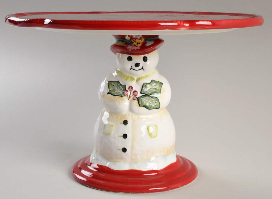 Jolly Ol Snowy 11" Diameter Pedestal Cake Stand by Tracy Porter-1