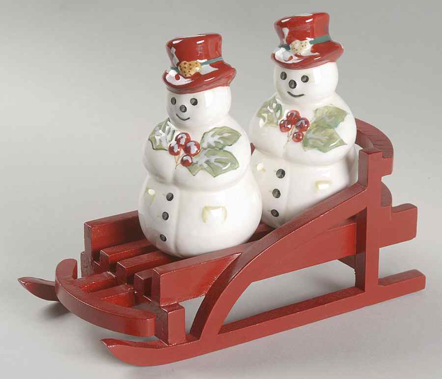 Jolly Ol Snowy Figural Salt and Pepper Tray Set by Tracy Porter-1