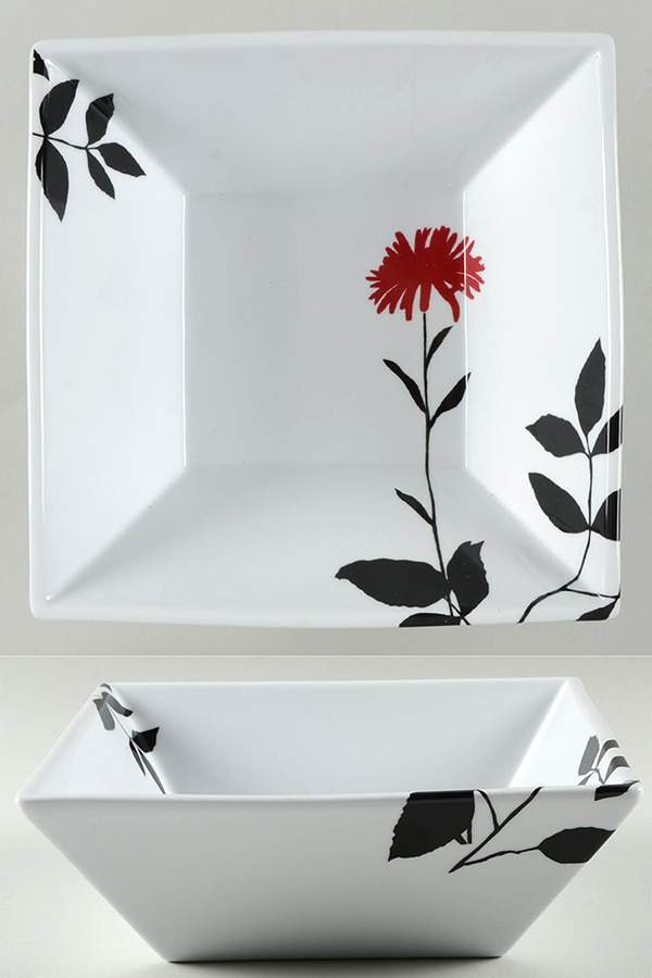 Graphic Floral 10" Square Vegetable Bowl by Ty Pennington Style-1
