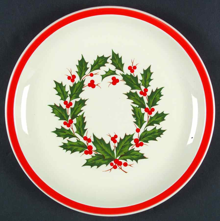 Holiday Wreath (3-8" Rim, Wide Band) Dinner Plate by Taylor, Smith & Taylor (Ts&T)-1