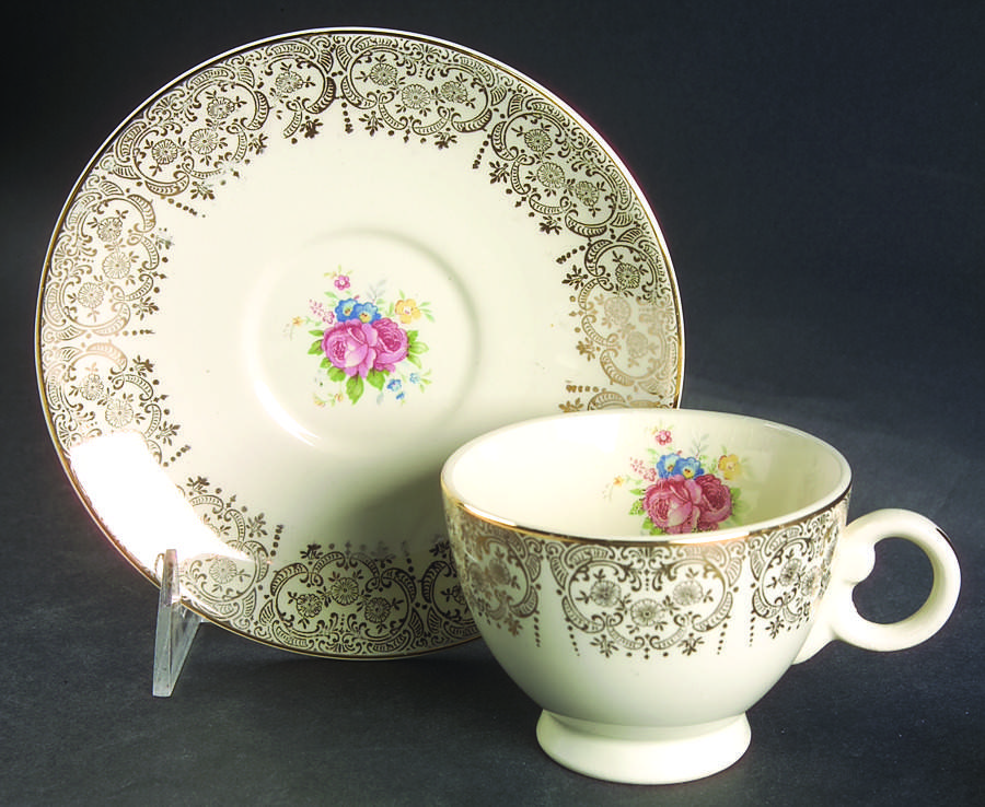 TST728 Footed Cup & Saucer Set by Taylor, Smith & Taylor (Ts&T)-1