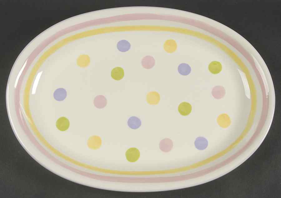 Dots & Stripes 15" Oval Serving Platter by Tag Ltd-1