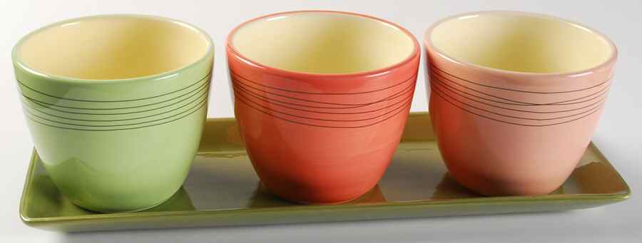 Rosebud Condiment Set - Set of 3 Motif Bowls with Tray by Tag Ltd-1