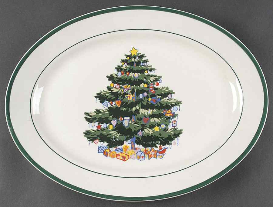 Holly Tree 14" Oval Serving Platter by Totally Today-1
