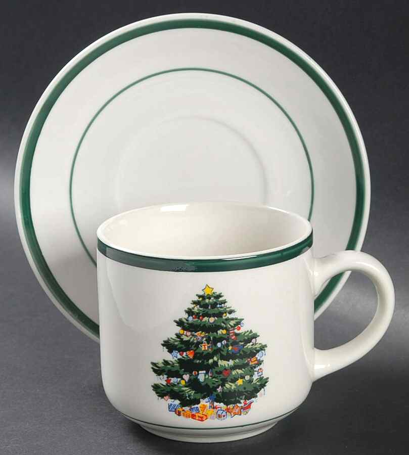 Holly Tree Flat Cup & Saucer Set by Totally Today-1