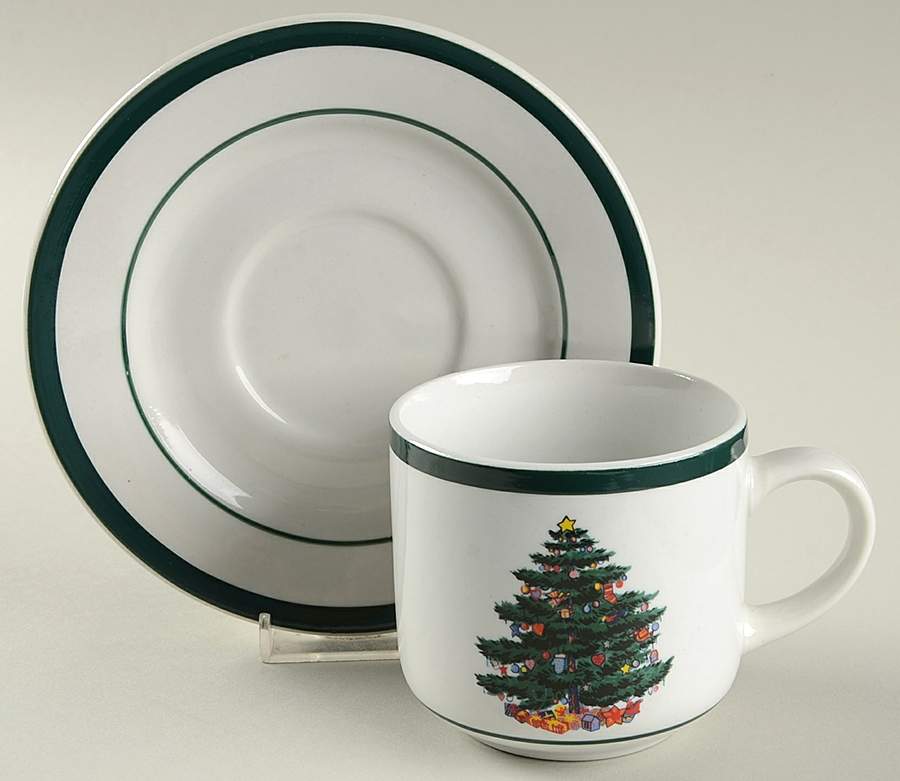 Holly Tree Flat Cup & Saucer Set by Totally Today-1