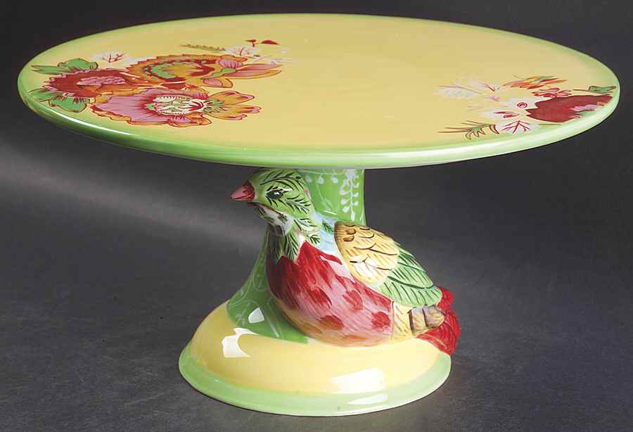 Lemon Chiffon 12" Diameter Pedestal Cake Stand by Tracy Porter-1