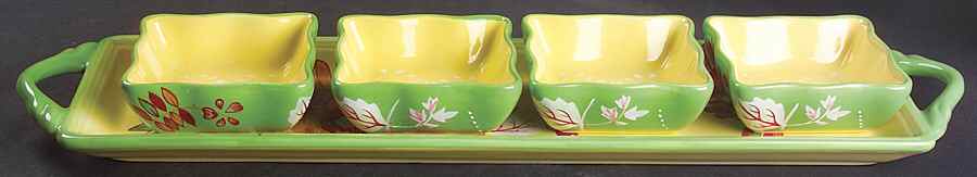 Lemon Chiffon Dip Bowl Set-4 Bowls & Tray by Tracy Porter-1