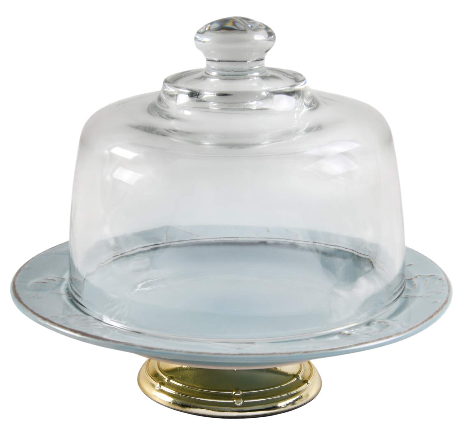 Cape Cod 6 1/2"-7 1/2" Footed Cheese Plate w/ Glass Dome HC by Thomson-1