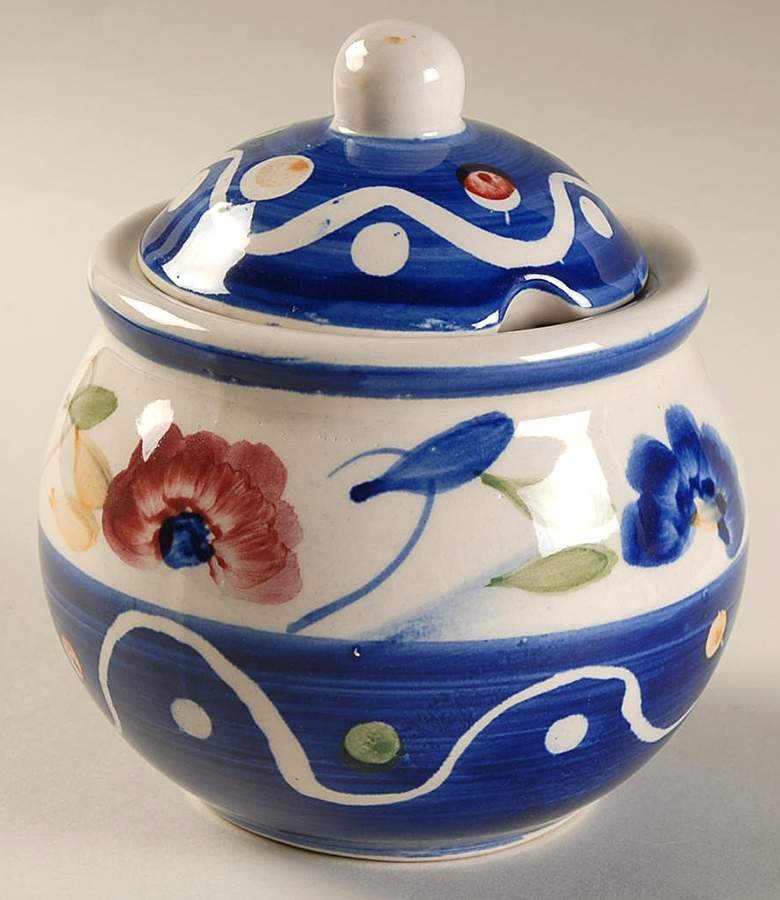 Floral Dots Sugar Bowl & Lid by Tabletops Unlimited-1