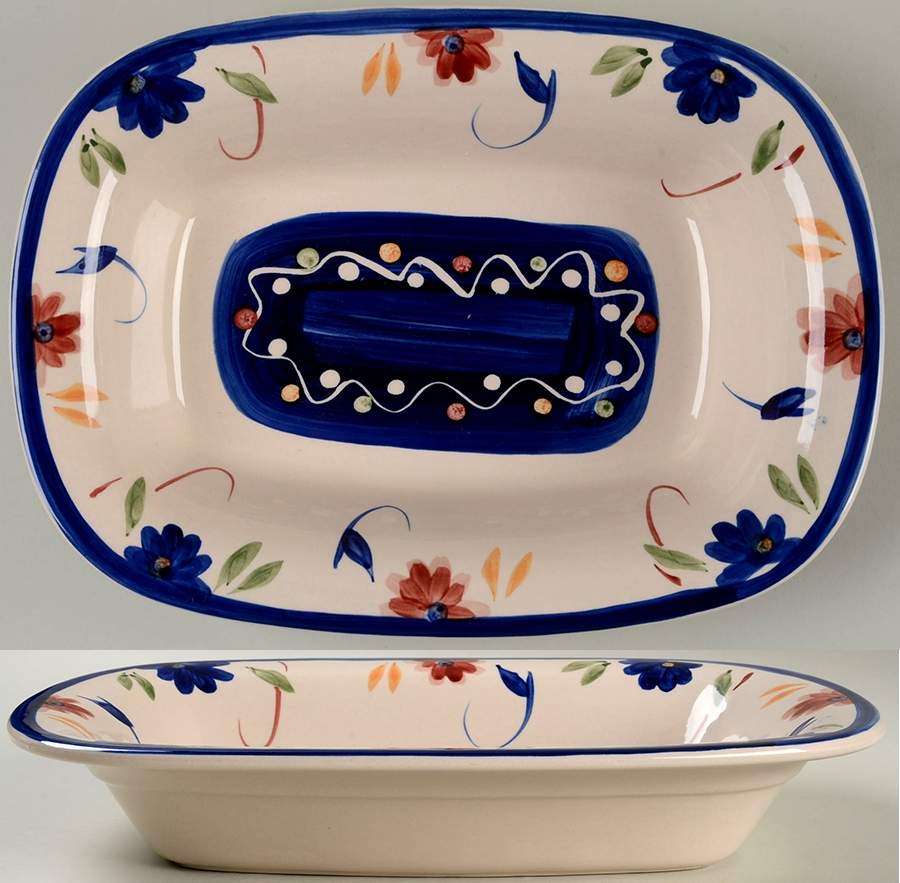 Floral Dots 12" Rectangular Vegetable Bowl by Tabletops Unlimited-1
