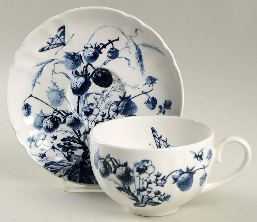 Austin Floral Indigo Flat Cup & Saucer Set by Thomas O'Brien-1