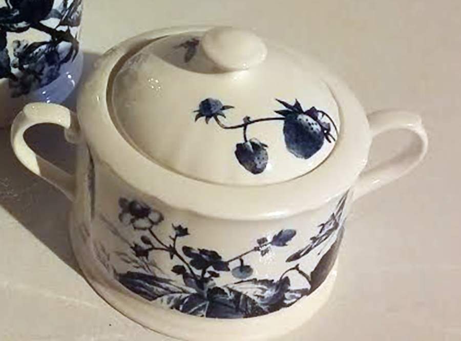 Austin Floral Indigo Sugar Bowl & Lid by Thomas O'Brien-1