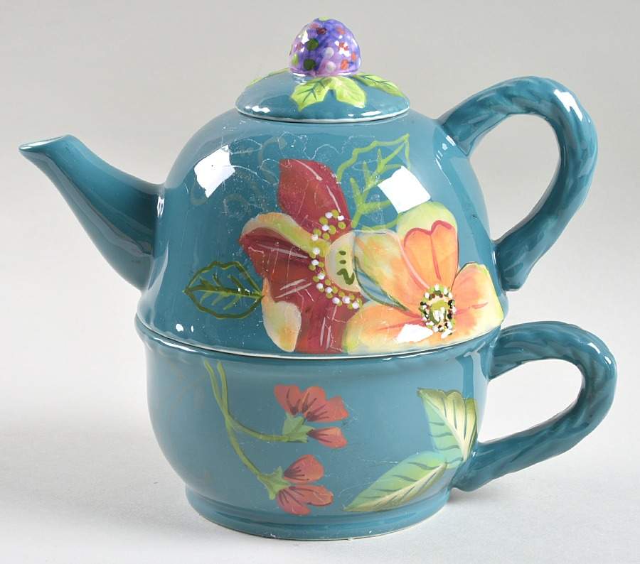 Blossom Collection Individual Teapot & Lid with Cup by Tracy Porter-1