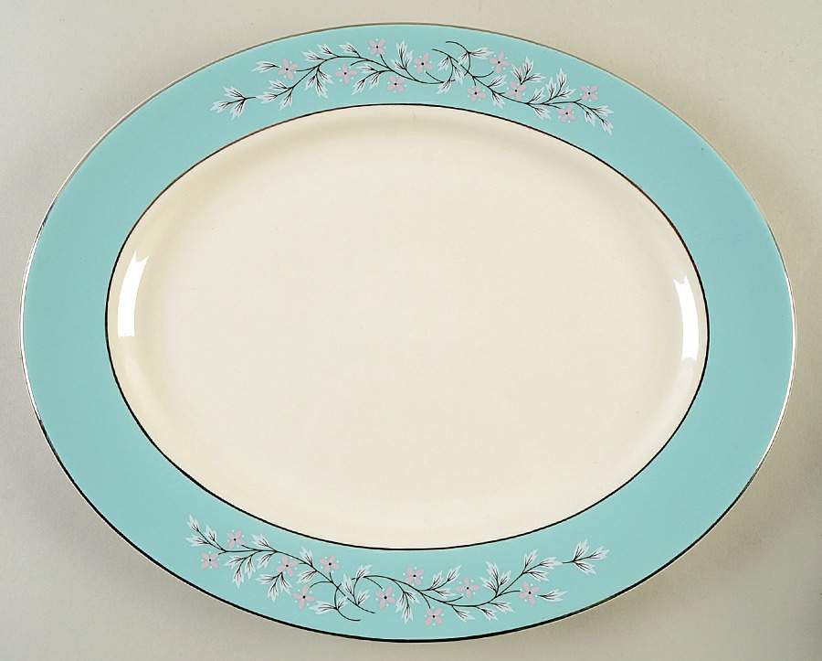 Pink Symphony 13" Oval Serving Platter by Taylor, Smith & Taylor (Ts&T)-1
