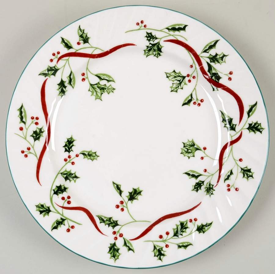 Holly Ribbon Dinner Plate by Totally Today-1