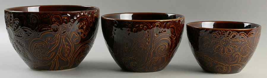 Laguna Brown (3 Piece) Mixing Bowl Set (9", 8", 7") by Tabletops Unlimited-1