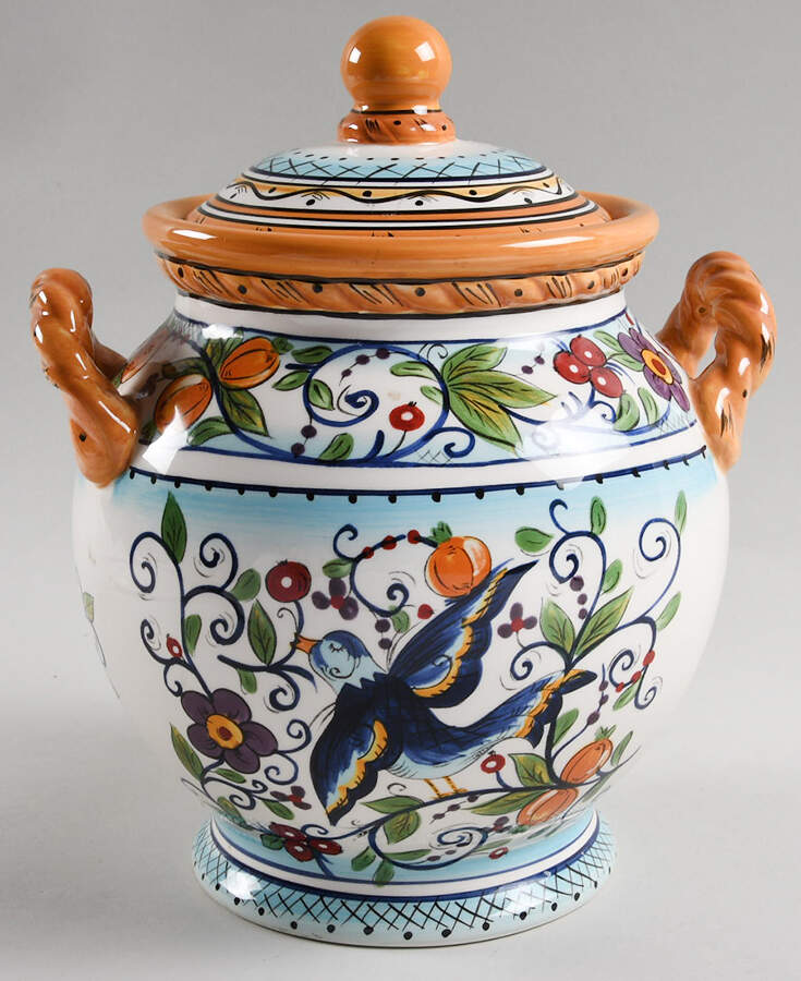 Villa Paradiso Large Canister & Lid by Tabletops Unlimited-1