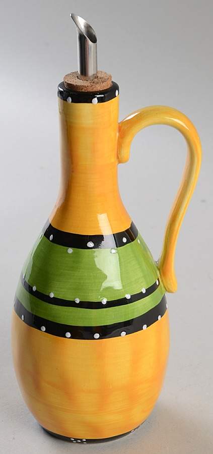 Bohemian Stripe Oil Jar & Drizzle Spout by Tabletops Unlimited-1