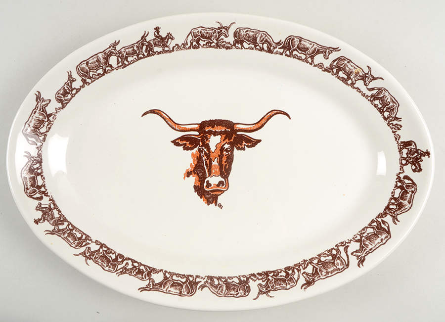 Longhorn 15" Oval Serving Platter by True West-1
